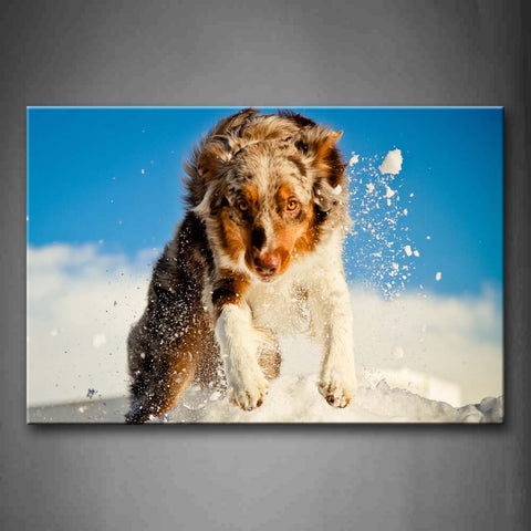 Brown Dog Running In The Snowfield Wall Art Painting The Picture Print On Canvas Animal Pictures For Home Decor Decoration Gift 