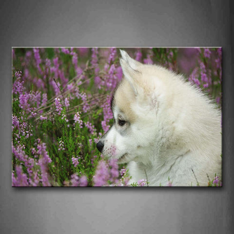 White Dog Sit Among Flowers Wall Art Painting The Picture Print On Canvas Animal Pictures For Home Decor Decoration Gift 