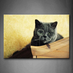 Black Cat With Magnifying Glass Wall Art Painting The Picture Print On Canvas Animal Pictures For Home Decor Decoration Gift 