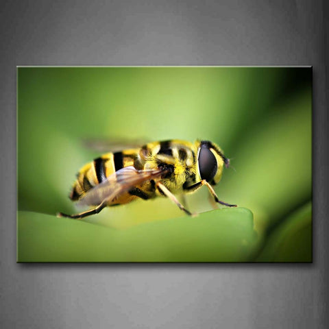 Yellow Bee Stand On Leaf With Wings Open Wall Art Painting The Picture Print On Canvas Animal Pictures For Home Decor Decoration Gift 