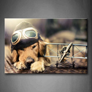 Dog Wear Glasses Lie By Toy Wall Art Painting The Picture Print On Canvas Animal Pictures For Home Decor Decoration Gift 