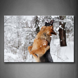 German Shepherd Howl In Snow Land  Wall Art Painting The Picture Print On Canvas Animal Pictures For Home Decor Decoration Gift 