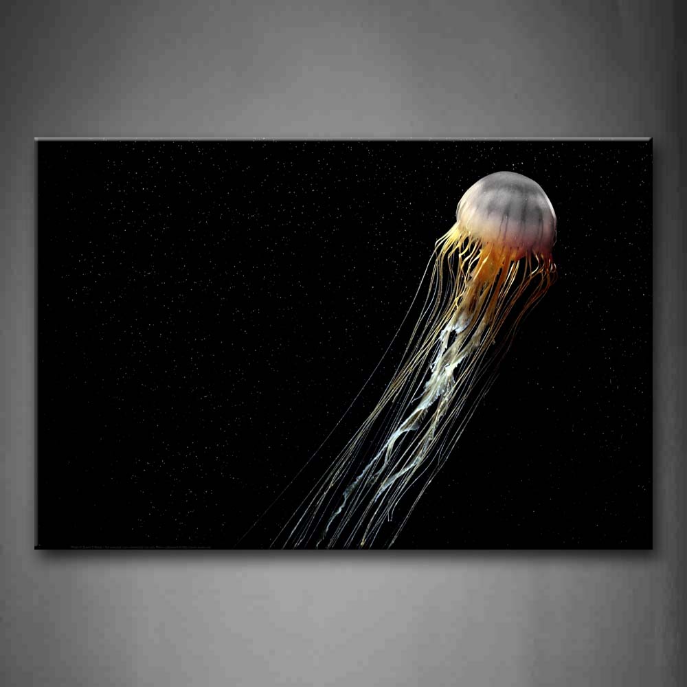 Jellyfish At Black Background Wall Art Painting Pictures Print On Canvas Animal The Picture For Home Modern Decoration 