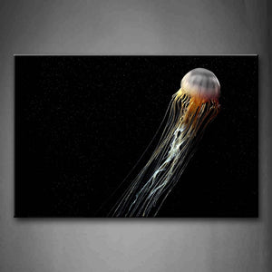 Jellyfish At Black Background Wall Art Painting Pictures Print On Canvas Animal The Picture For Home Modern Decoration 