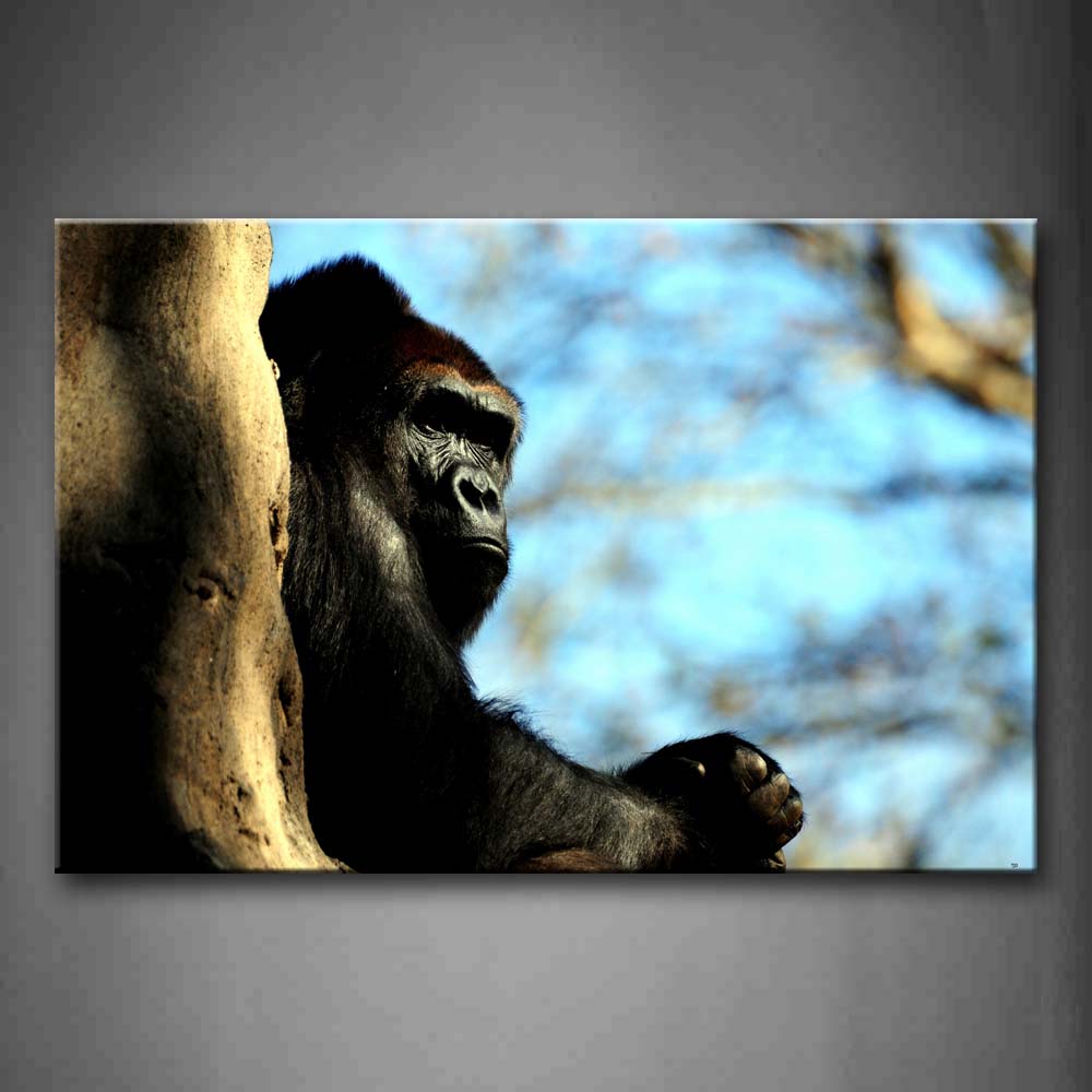 Gorilla Sit On Tree Trunk Wall Art Painting Pictures Print On Canvas Animal The Picture For Home Modern Decoration 