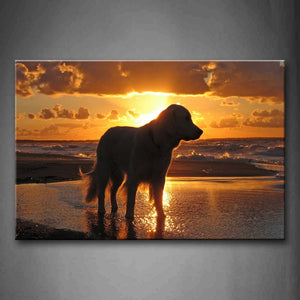 Big Dog Stand On Seaside At Dusk  Wall Art Painting Pictures Print On Canvas Animal The Picture For Home Modern Decoration 