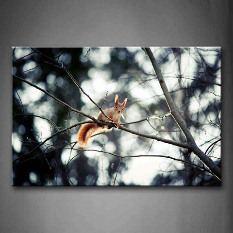 Little Squirrel Stand On Branch  Wall Art Painting The Picture Print On Canvas Animal Pictures For Home Decor Decoration Gift 