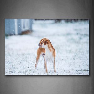 Yellow Dog Stand On Snowfield With Grass Wall Art Painting The Picture Print On Canvas Animal Pictures For Home Decor Decoration Gift 