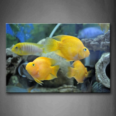 Yellow Fishes In Sea With Rocks  Wall Art Painting The Picture Print On Canvas Animal Pictures For Home Decor Decoration Gift 