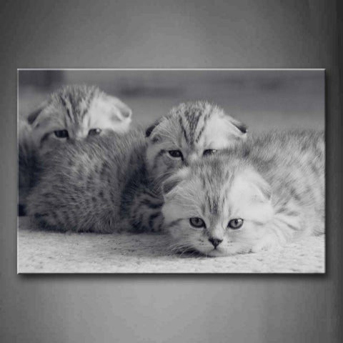 Black And White Three Cats Lie On Floor  Wall Art Painting The Picture Print On Canvas Animal Pictures For Home Decor Decoration Gift 