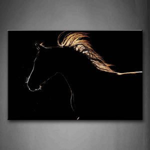 Black Horse At Black Background Wall Art Painting The Picture Print On Canvas Animal Pictures For Home Decor Decoration Gift 