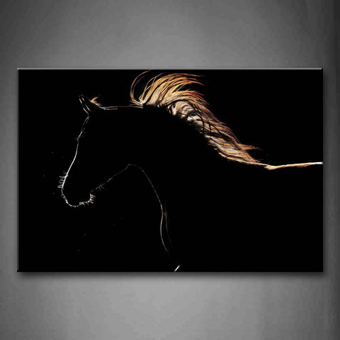 Black Horse At Black Background Wall Art Painting The Picture Print On Canvas Animal Pictures For Home Decor Decoration Gift 