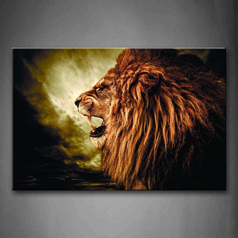 Lion Open Mouth Portrait Wall Art Painting Pictures Print On Canvas Animal The Picture For Home Modern Decoration 