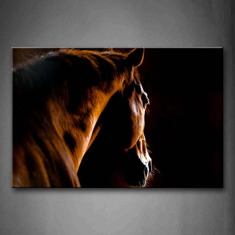 Brown Horse At Black Background Wall Art Painting The Picture Print On Canvas Animal Pictures For Home Decor Decoration Gift 