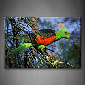 Red Green Parrot Stand On Branch  Wall Art Painting The Picture Print On Canvas Animal Pictures For Home Decor Decoration Gift 