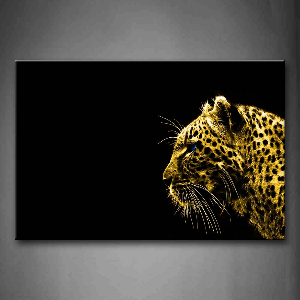 Leopard At Black Background Wall Art Painting Pictures Print On Canvas Animal The Picture For Home Modern Decoration 