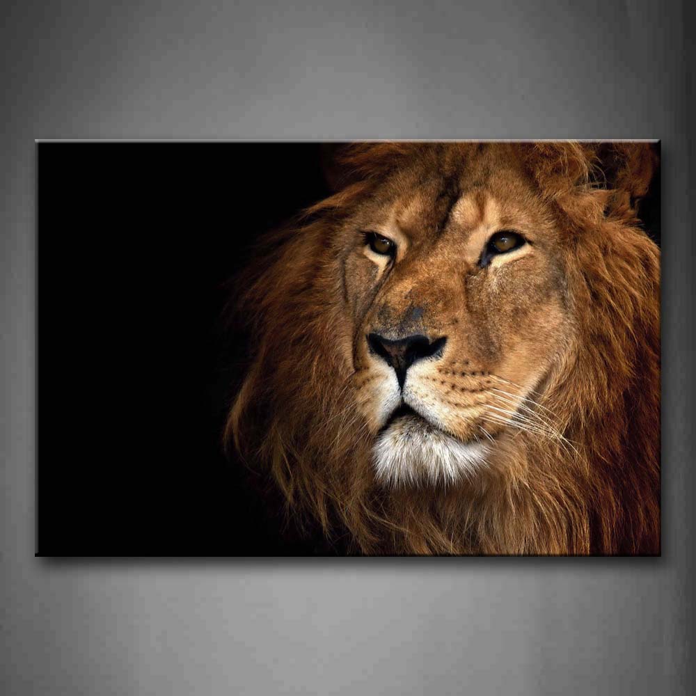 Lion Head At Black Background Wall Art Painting The Picture Print On Canvas Animal Pictures For Home Decor Decoration Gift 