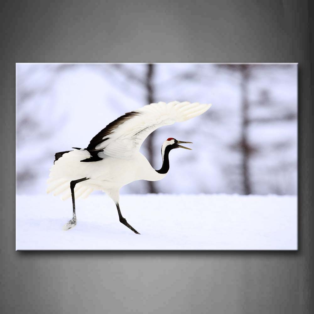 White Bird Stand On Snowfield  Wall Art Painting The Picture Print On Canvas Animal Pictures For Home Decor Decoration Gift 