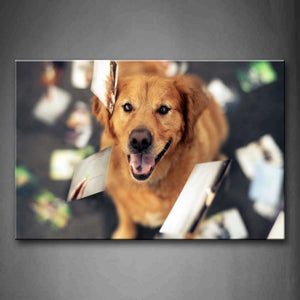 Yellow Dog Stand With Photos Wall Art Painting Pictures Print On Canvas Animal The Picture For Home Modern Decoration 