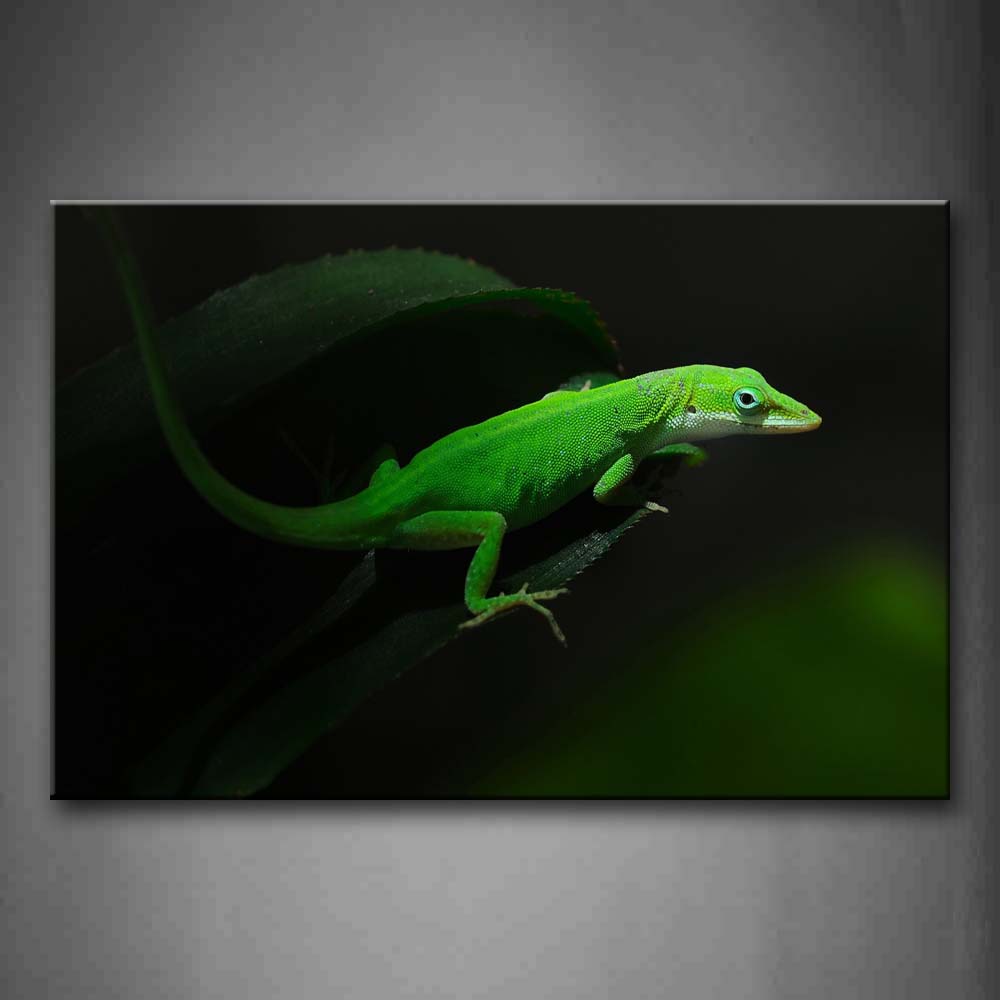 Green Lizard Stay On Leaf Wall Art Painting Pictures Print On Canvas Animal The Picture For Home Modern Decoration 