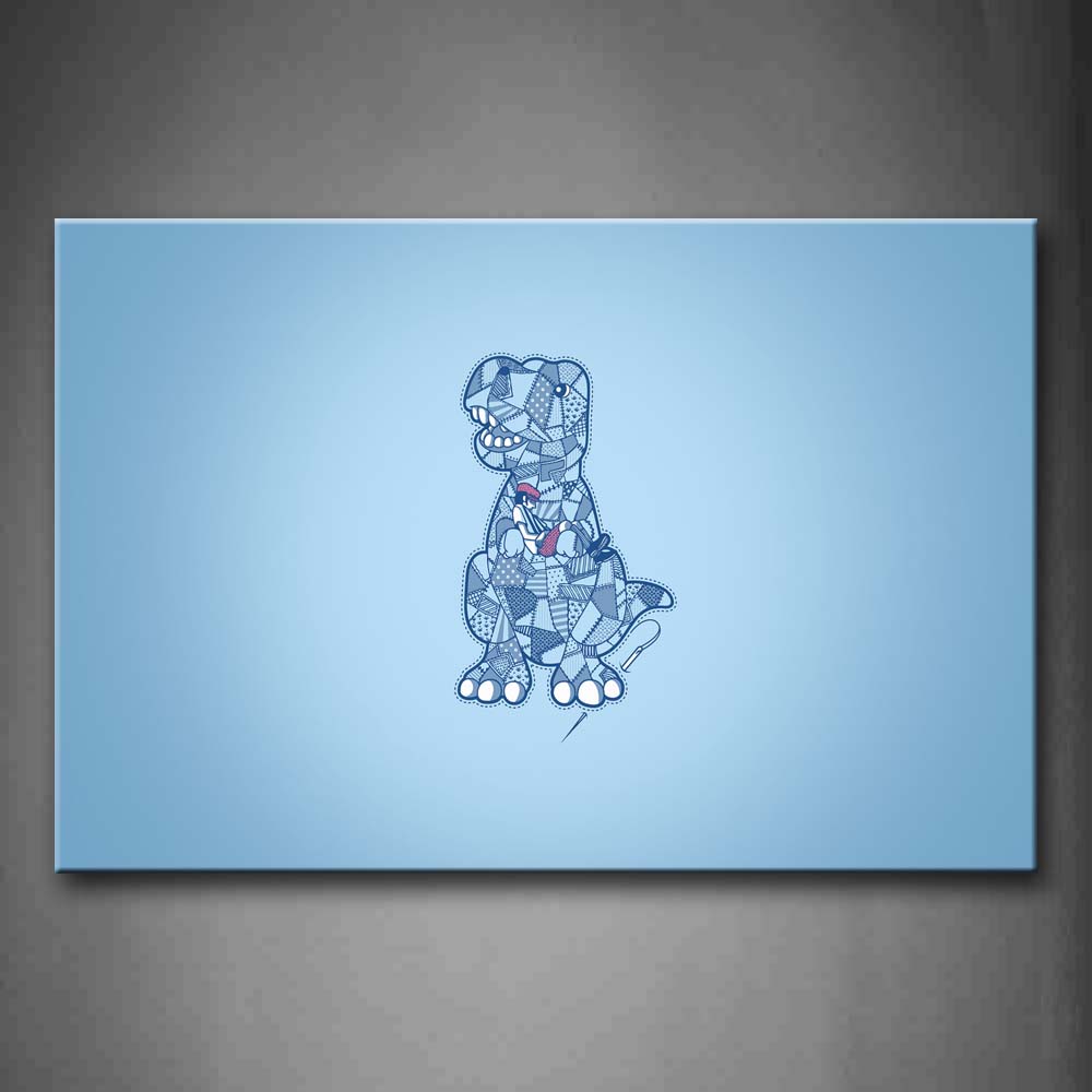 Dinosaur At Blue Background Wall Art Painting The Picture Print On Canvas Animal Pictures For Home Decor Decoration Gift 