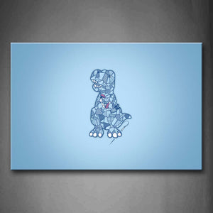 Dinosaur At Blue Background Wall Art Painting The Picture Print On Canvas Animal Pictures For Home Decor Decoration Gift 