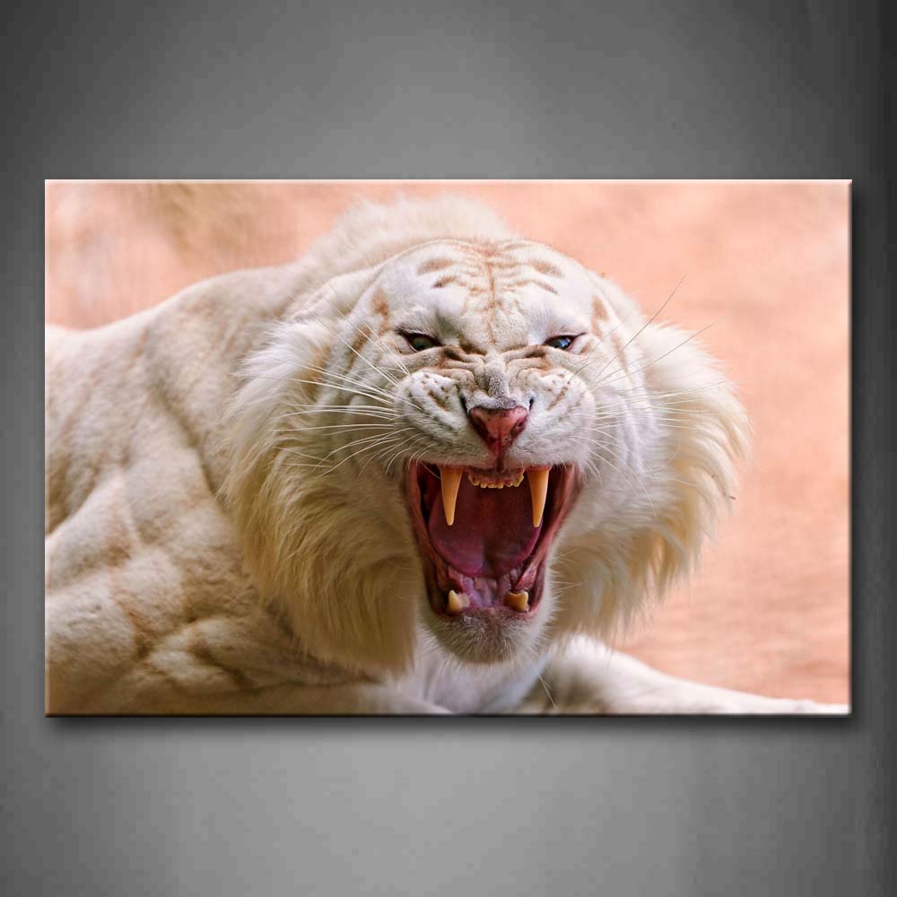 White Tiger Lie With Mouth Open  Wall Art Painting Pictures Print On Canvas Animal The Picture For Home Modern Decoration 