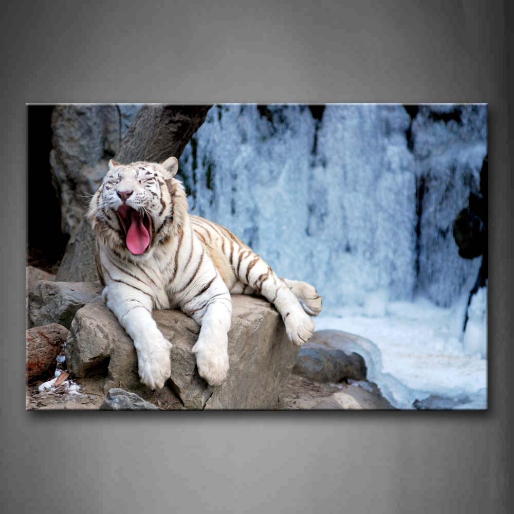 White Tiger Lie On The Edge Of River Wall Art Painting The Picture Print On Canvas Animal Pictures For Home Decor Decoration Gift 