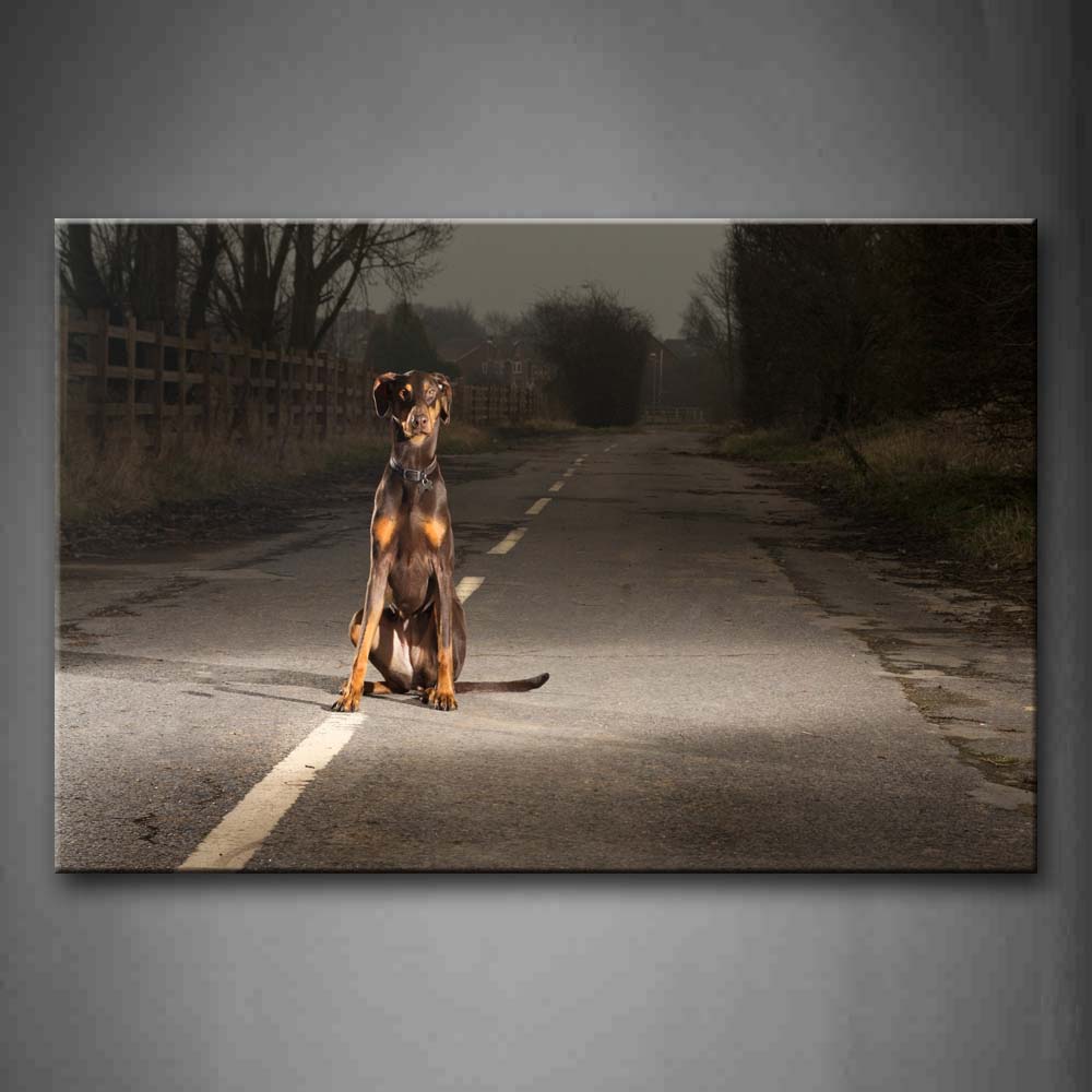 Dog Sit On Road Wall Art Painting The Picture Print On Canvas Animal Pictures For Home Decor Decoration Gift 