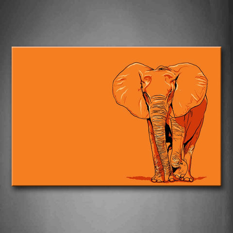 Yellow Orange Elephant At Orange Background Wall Art Painting The Picture Print On Canvas Animal Pictures For Home Decor Decoration Gift 