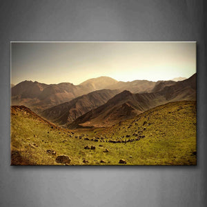 Sheep On The Lawn Of Mountain Wall Art Painting Pictures Print On Canvas Animal The Picture For Home Modern Decoration 