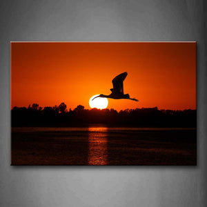 Bird Fly Upon The River At Dusk Wall Art Painting The Picture Print On Canvas Animal Pictures For Home Decor Decoration Gift 