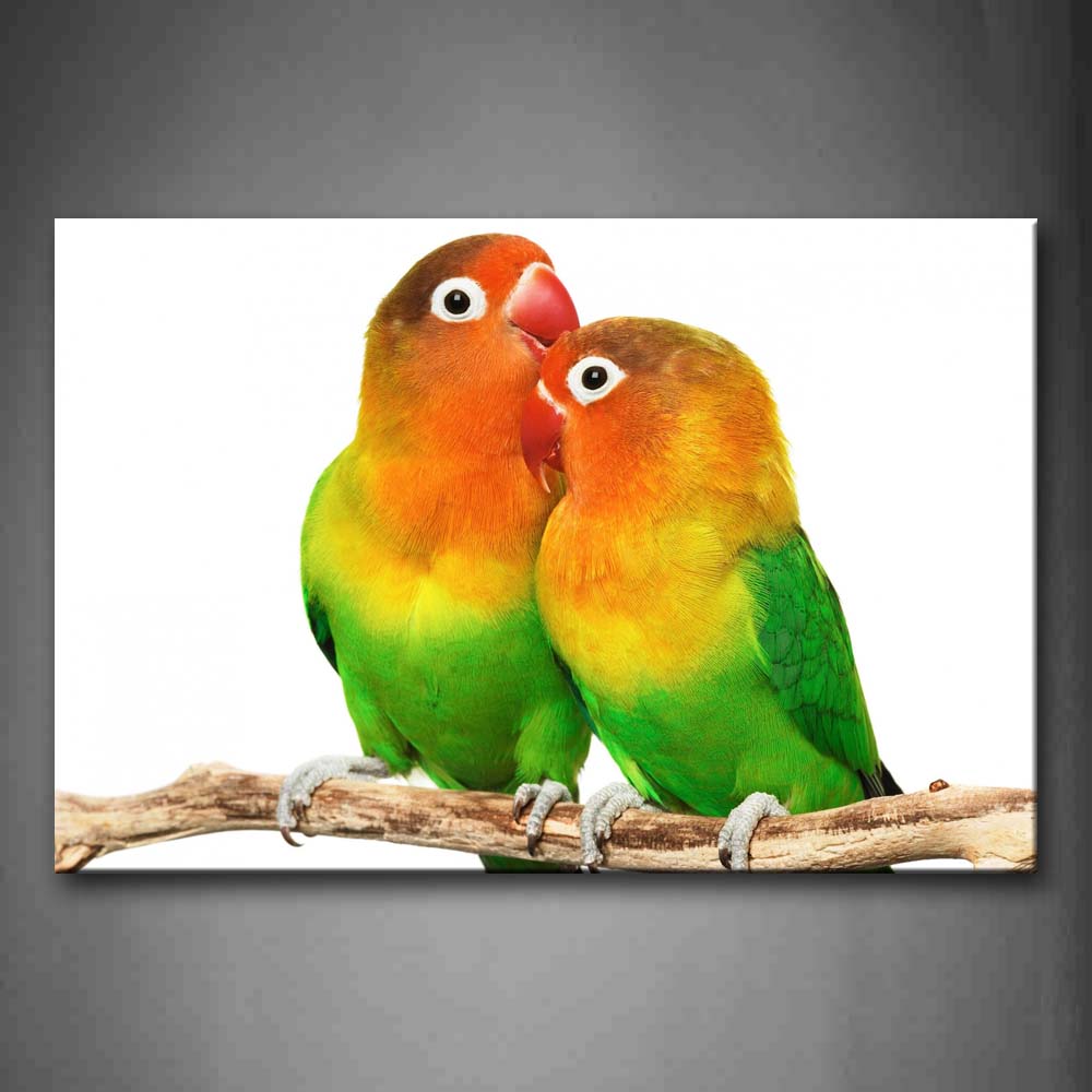 Parrots With Green And Yellow Feather On Branch  Wall Art Painting Pictures Print On Canvas Animal The Picture For Home Modern Decoration 