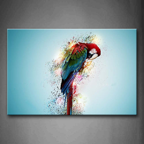 Blue And Red Macaw Lick Feather Wall Art Painting The Picture Print On Canvas Animal Pictures For Home Decor Decoration Gift 