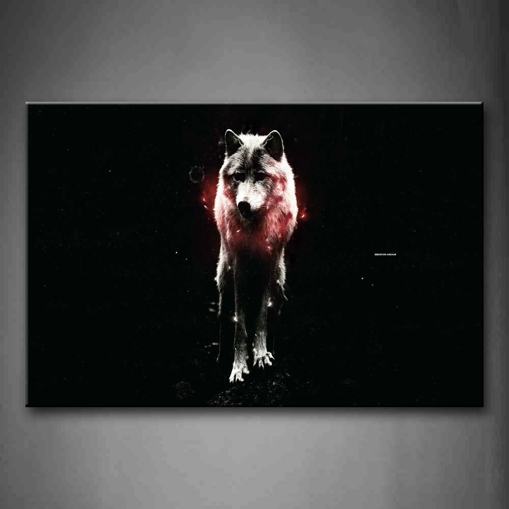 White Wolf At Black Background Wall Art Painting Pictures Print On Canvas Animal The Picture For Home Modern Decoration 