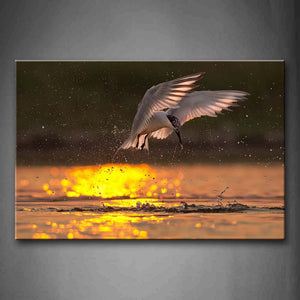 White Bird Fly Upon Water With Spray Wall Art Painting The Picture Print On Canvas Animal Pictures For Home Decor Decoration Gift 