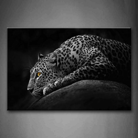 Black And White Leopard Lie On Stone  Wall Art Painting Pictures Print On Canvas Animal The Picture For Home Modern Decoration 