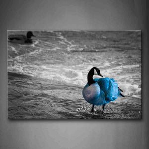 Blue Goose Stand In Water  Wall Art Painting Pictures Print On Canvas Animal The Picture For Home Modern Decoration 