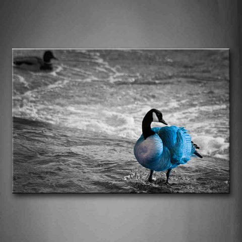 Blue Goose Stand In Water  Wall Art Painting Pictures Print On Canvas Animal The Picture For Home Modern Decoration 