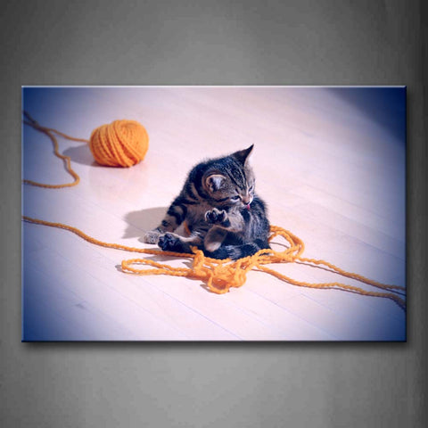 Black Cat Play With Rope  Wall Art Painting The Picture Print On Canvas Animal Pictures For Home Decor Decoration Gift 