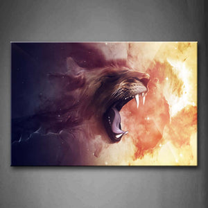 Artistic Lion Open Mouth Get Angry  Wall Art Painting The Picture Print On Canvas Animal Pictures For Home Decor Decoration Gift 