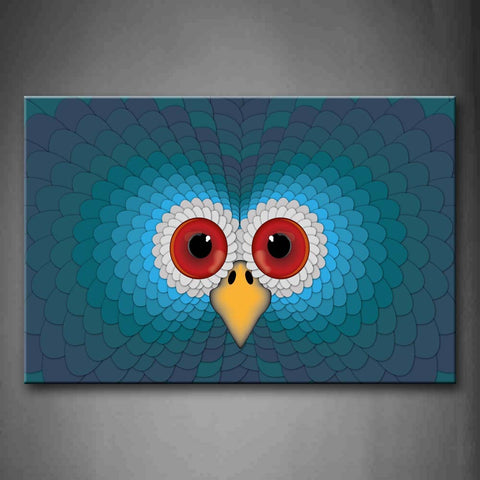 Artistic Owl Head Red Eyes Blue Feather Wall Art Painting Pictures Print On Canvas Animal The Picture For Home Modern Decoration 