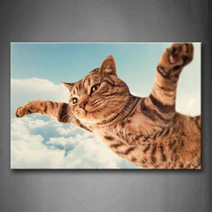 Artistic Cat In Sky Cloud Wall Art Painting Pictures Print On Canvas Animal The Picture For Home Modern Decoration 