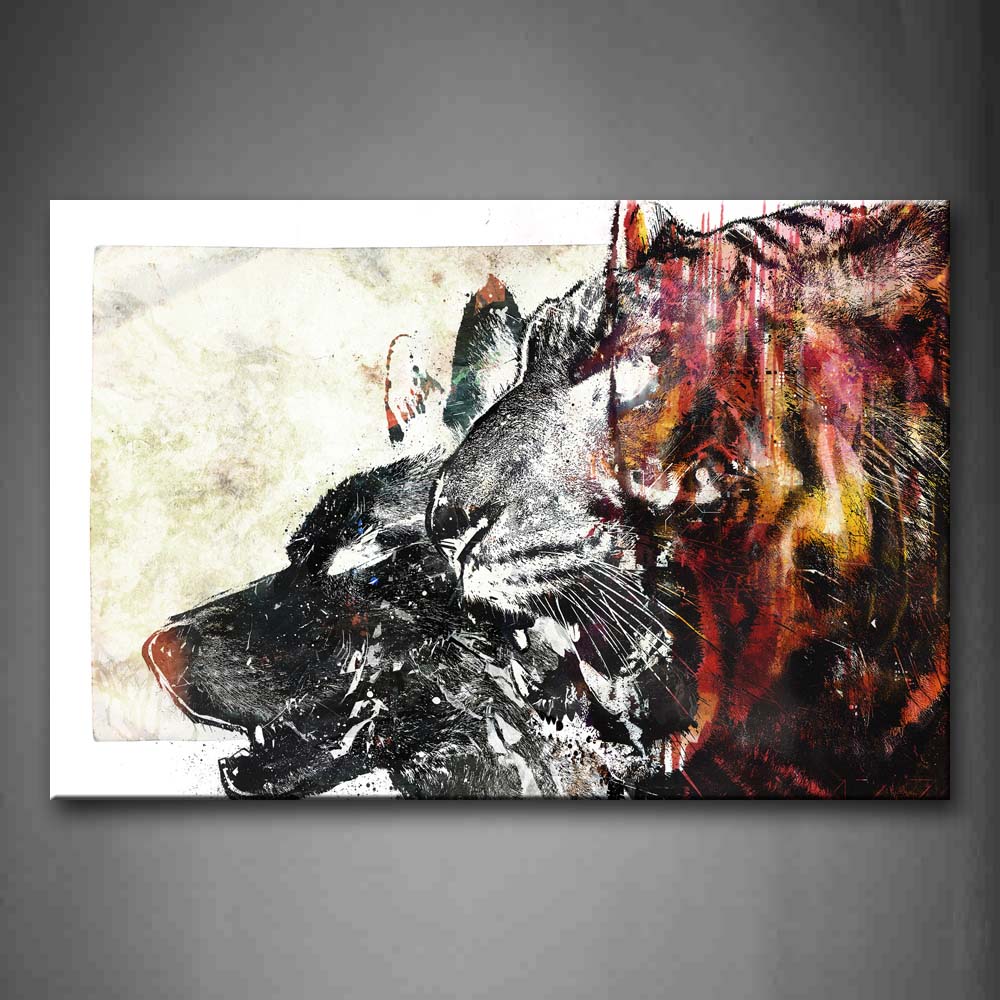 Artistic Tiger And Wolf Head Wall Art Painting The Picture Print On Canvas Animal Pictures For Home Decor Decoration Gift 