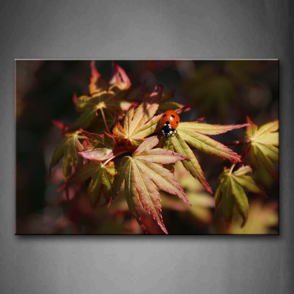 Ladybug Crawl On Pink And Green Leafs Wall Art Painting The Picture Print On Canvas Animal Pictures For Home Decor Decoration Gift 