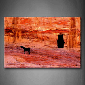 Yellow Orange Goat Stand Near Cliff Cave  Wall Art Painting The Picture Print On Canvas Animal Pictures For Home Decor Decoration Gift 