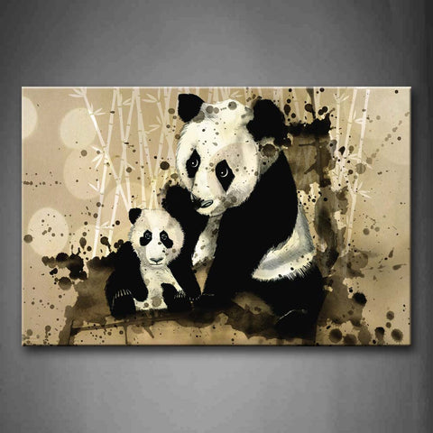 Artistic Mother Panda With Cub Bamboo Wall Art Painting The Picture Print On Canvas Animal Pictures For Home Decor Decoration Gift 