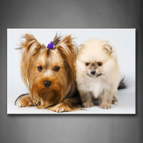 Two Dogs On White Floor Wall Art Painting The Picture Print On Canvas Animal Pictures For Home Decor Decoration Gift 