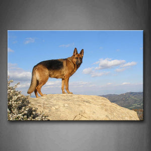 German Shepherd Stand On Peak Plant Cloud Wall Art Painting Pictures Print On Canvas Animal The Picture For Home Modern Decoration 