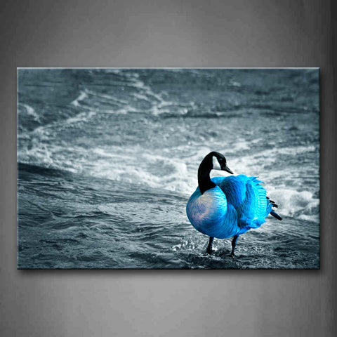 Blue Bird Stand On Seaside With Water Wall Art Painting The Picture Print On Canvas Animal Pictures For Home Decor Decoration Gift 